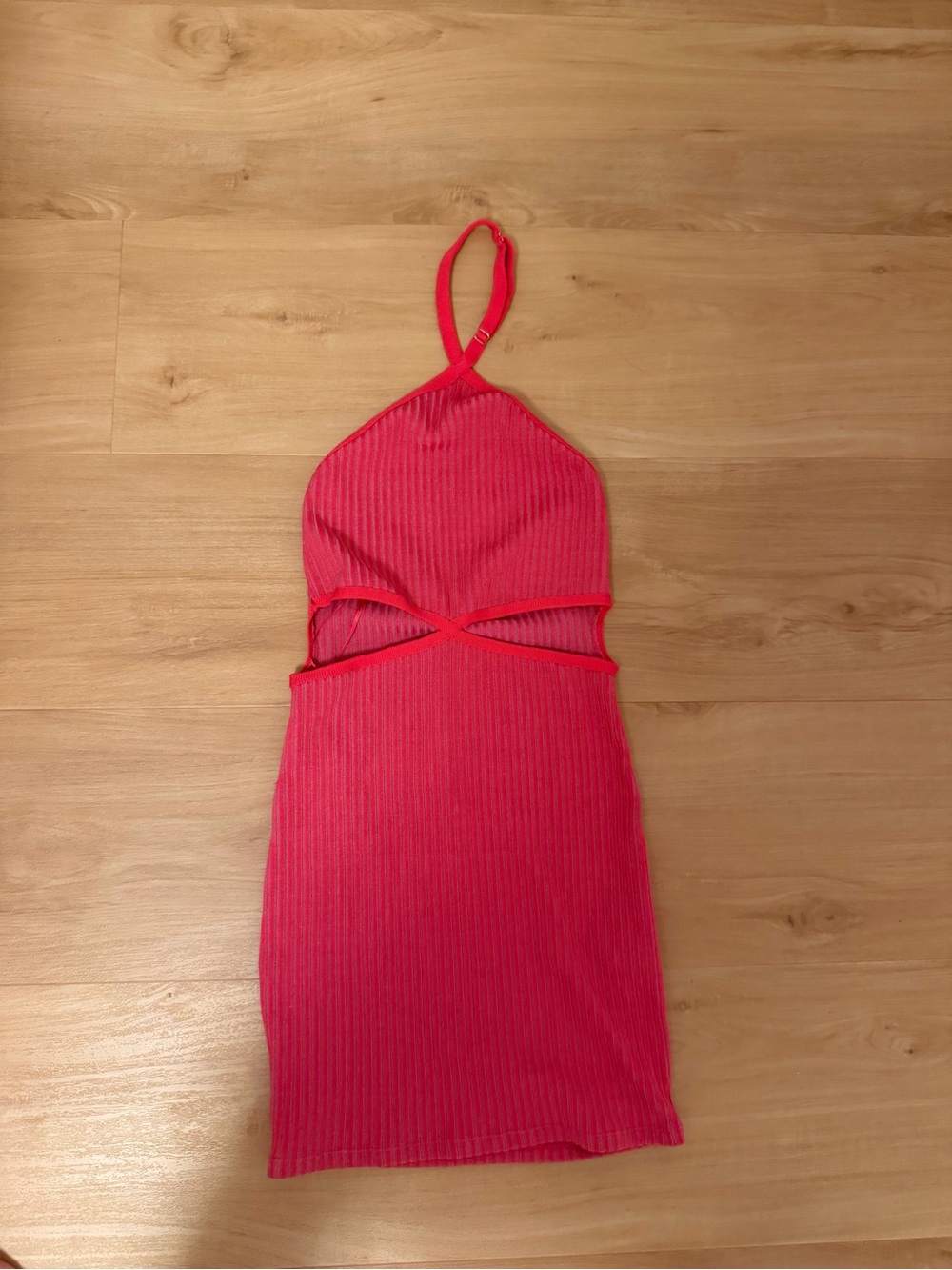 Zara Hot Pink Ribbed Mini Dress with Cutout